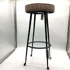 Open Box: Pierce &amp; Ward Bar Stool (30") - P&amp;W Stripe, Black Cast Metal