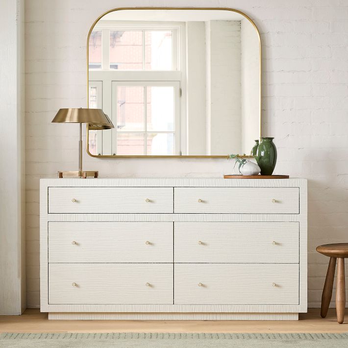 white 6 drawers dresser Maude Drawer Dresser, Washed Ash with Raffia - daals Grooved Wood Compositeen panels are designed to stay in place so you can effortlessly snap them together and then move on with your day Stella White 6 Drawer Melamine