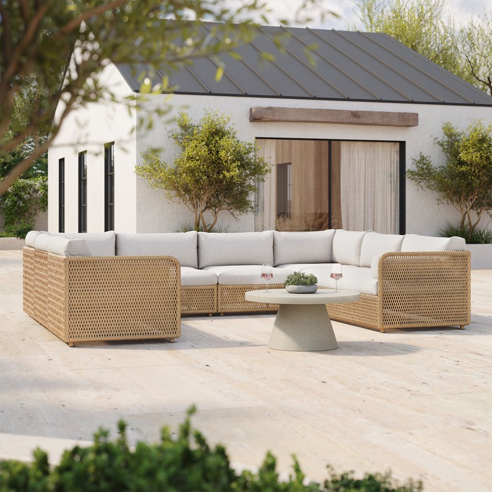 Coastal Outdoor 6-Piece U-Shaped Sectional (130") by West Elm