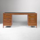 Hughes Desk with File Cabinets (68") &amp; Tall Double Wide Bookcase (34") Set