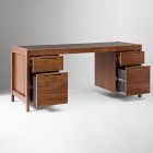 Hughes Desk with File Cabinets (68") &amp; Tall Double Wide Bookcase (34") Set