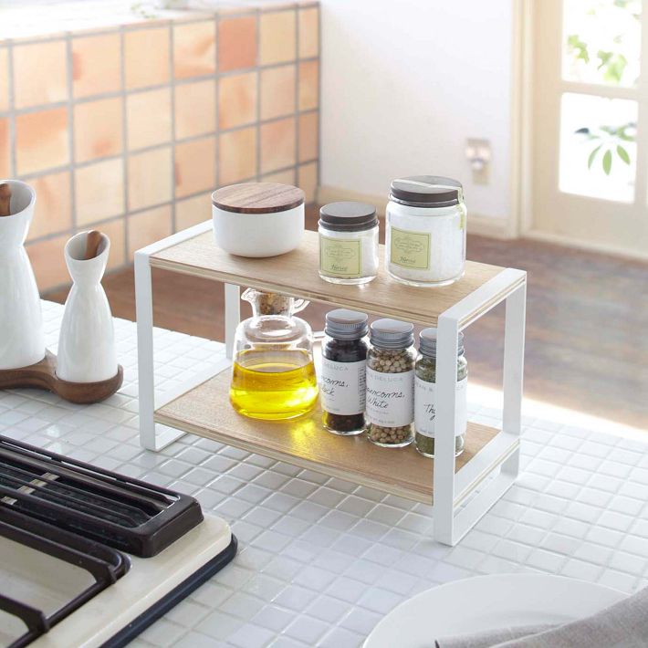 Yamazaki Tosca 2-Shelf Wood Kitchen Rack | West Elm