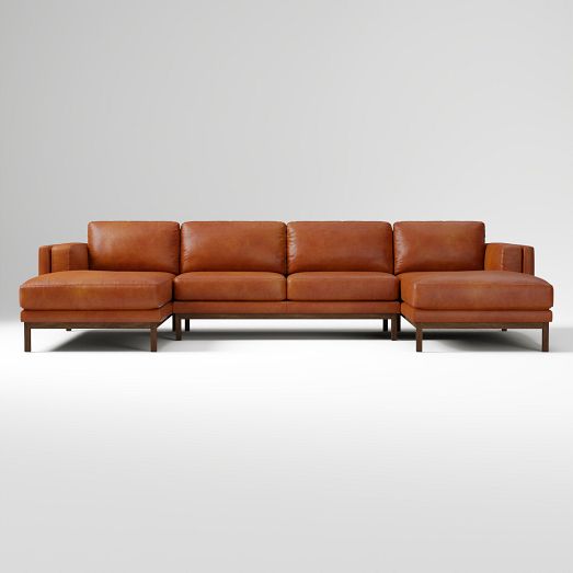 Dekalb Leather 3-Piece U-Shaped Sectional by West Elm