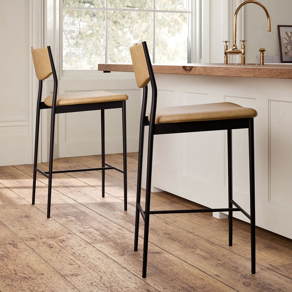 Alessio Leather Bar & Counter Stools by West Elm