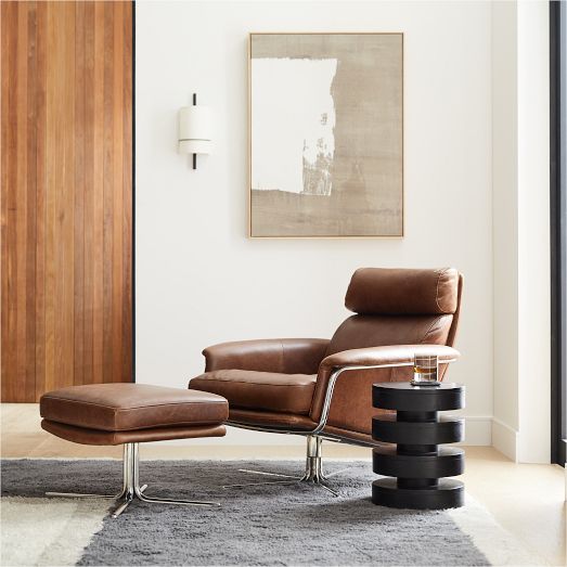 Kristoff Leather Swivel Chair & Ottoman Set | West Elm
