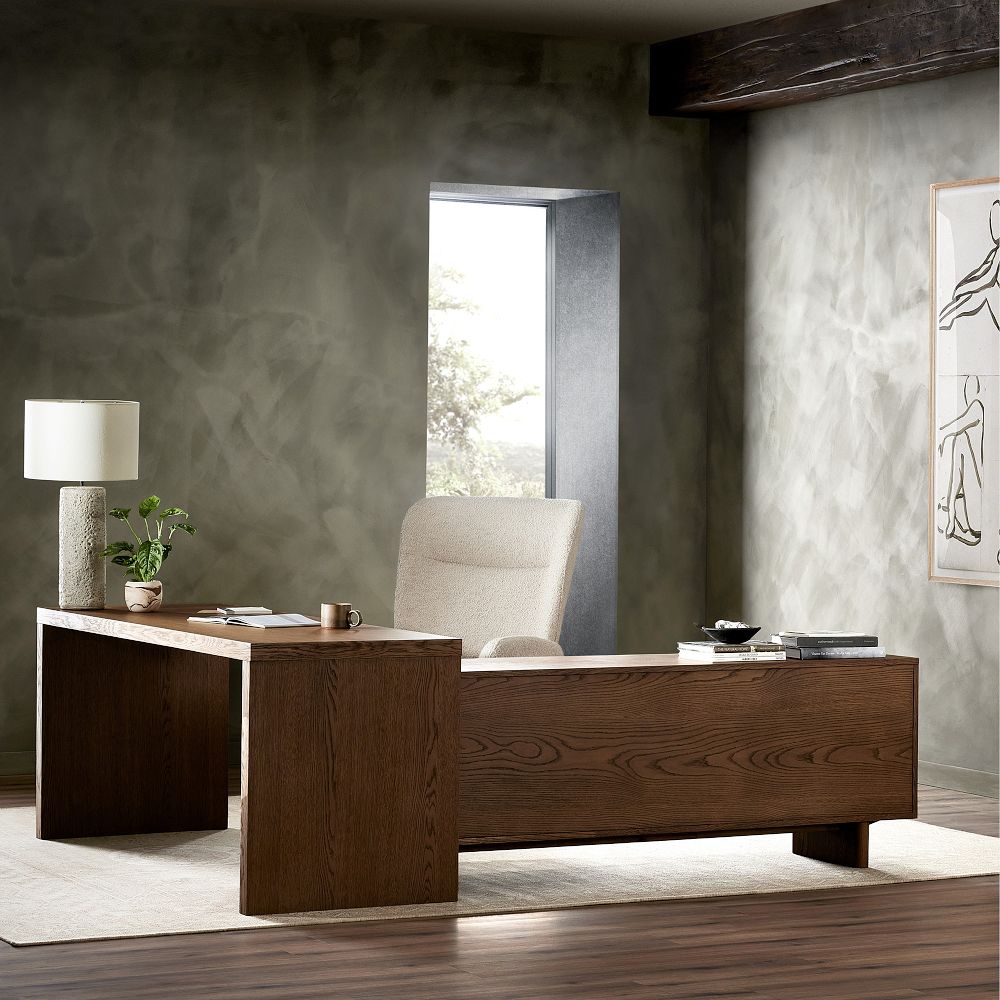 Garfield Leather L-Shaped Desk (78") by West Elm