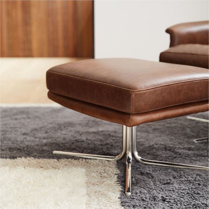 Kristoff Leather Swivel Ottoman | West Elm
