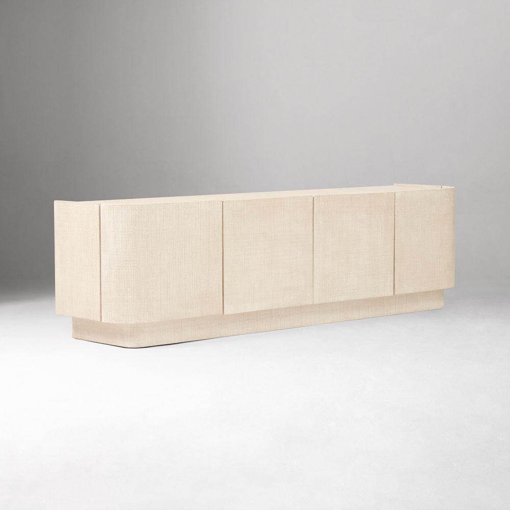 Solstice Painted Raffia Media Console (48"–78") - Whitewash Raffia