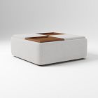 Open Box: Bowman Tray Top Quad Storage Ottoman - Twill Frost Gray, Cool Walnut