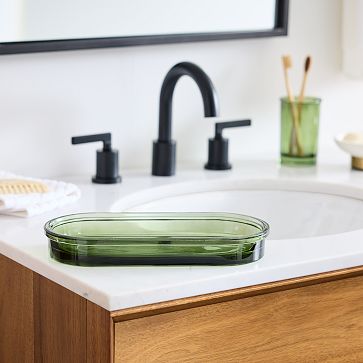 Apothecary Glass Bath Accessories, Tray, Green