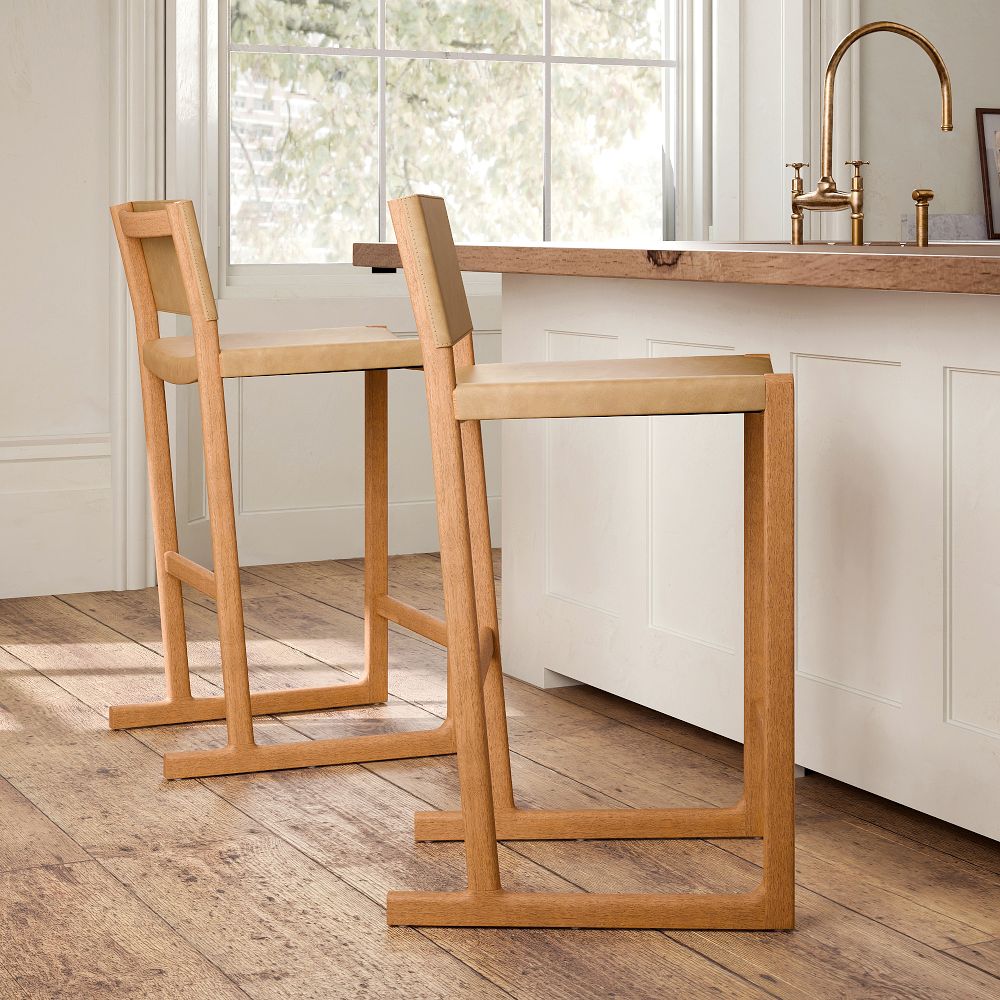 Clyde Leather Counter Stool by West Elm