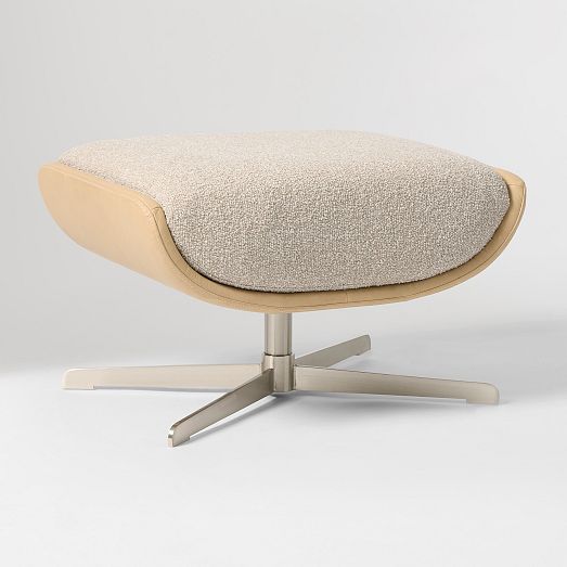 Bowden Fabric & Leather Swivel Ottoman | West Elm