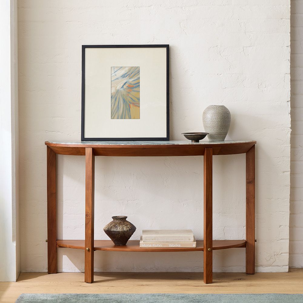 Nary Marble Demi Lune Console Table (48") by West Elm