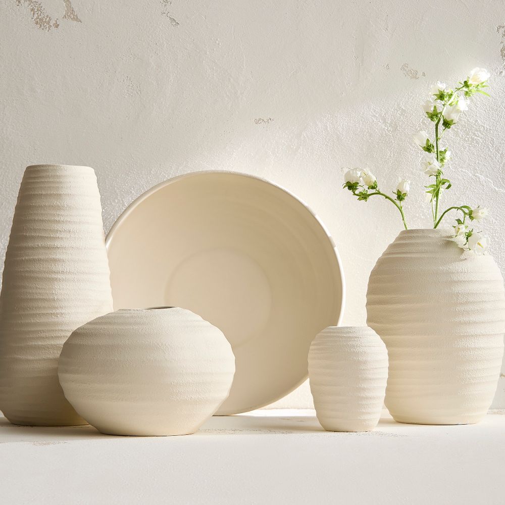 Ceramic Fluted Vases & Centerpiece Bowl by West Elm