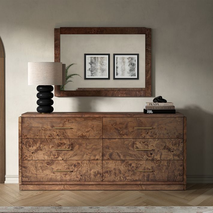 burlwood dresser Cora 3 Drawer Burl Wood Curved Dresser - Bed Bath & Beyond
