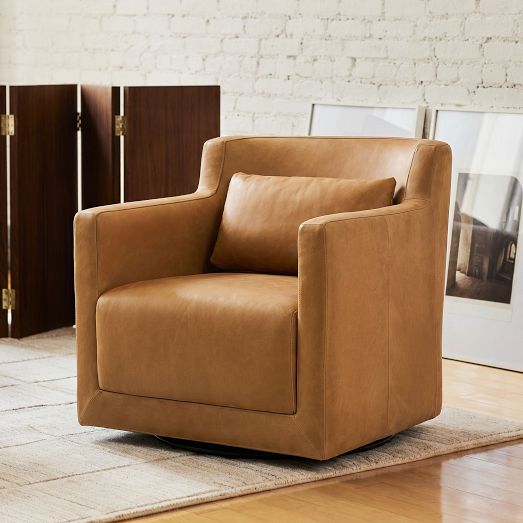 Ashford Leather Swivel Chair by West Elm