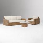Westport Wicker Outdoor Slim Sofa, Swivel Chair &amp; Wicker Pedestal Coffee Table