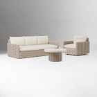 Westport Wicker Outdoor Slim Sofa, Swivel Chair &amp; Wicker Pedestal Coffee Table