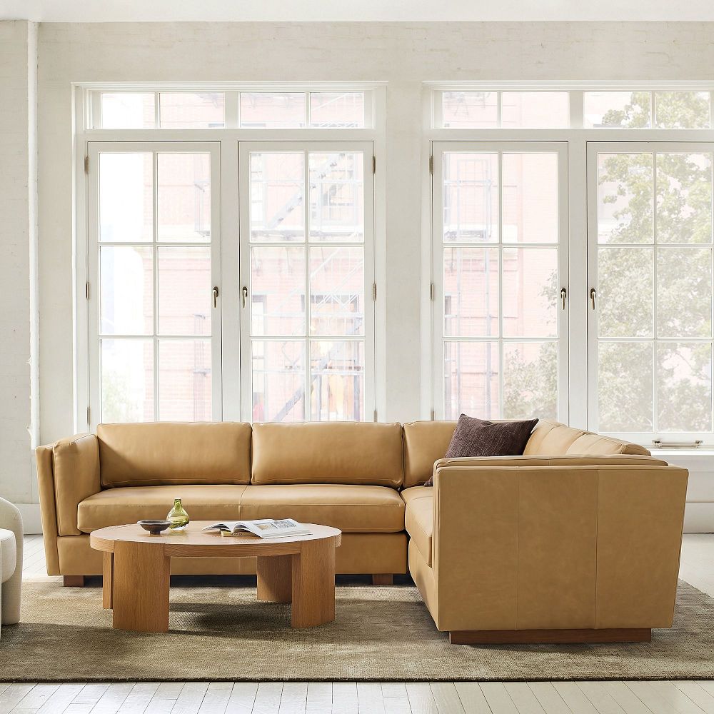 Thea Leather 3-Piece L-Shaped Sectional (104") by West Elm