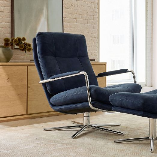 Brodie Leather Swivel Arm Chair by West Elm