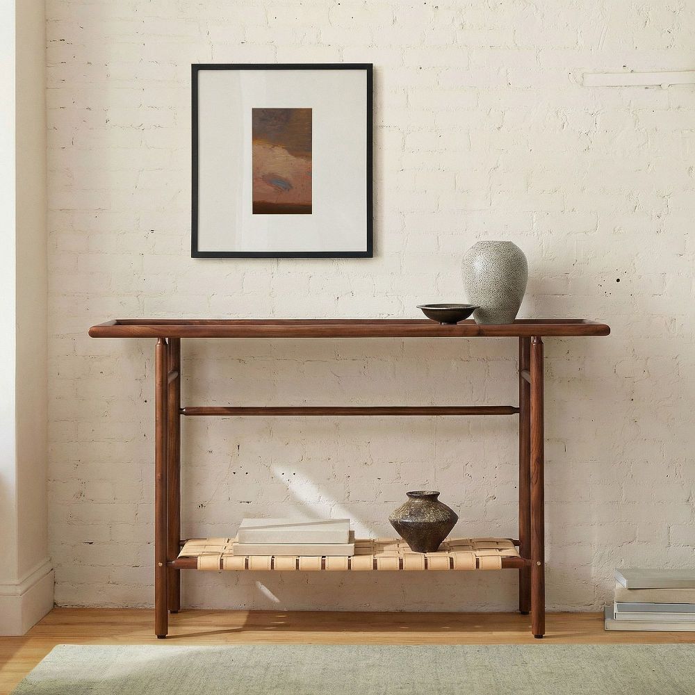 Aniya Woven Leather Console Table (45") by West Elm