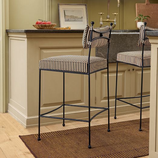 Pierce & Ward Iron Upholstered Counter Stool by West Elm