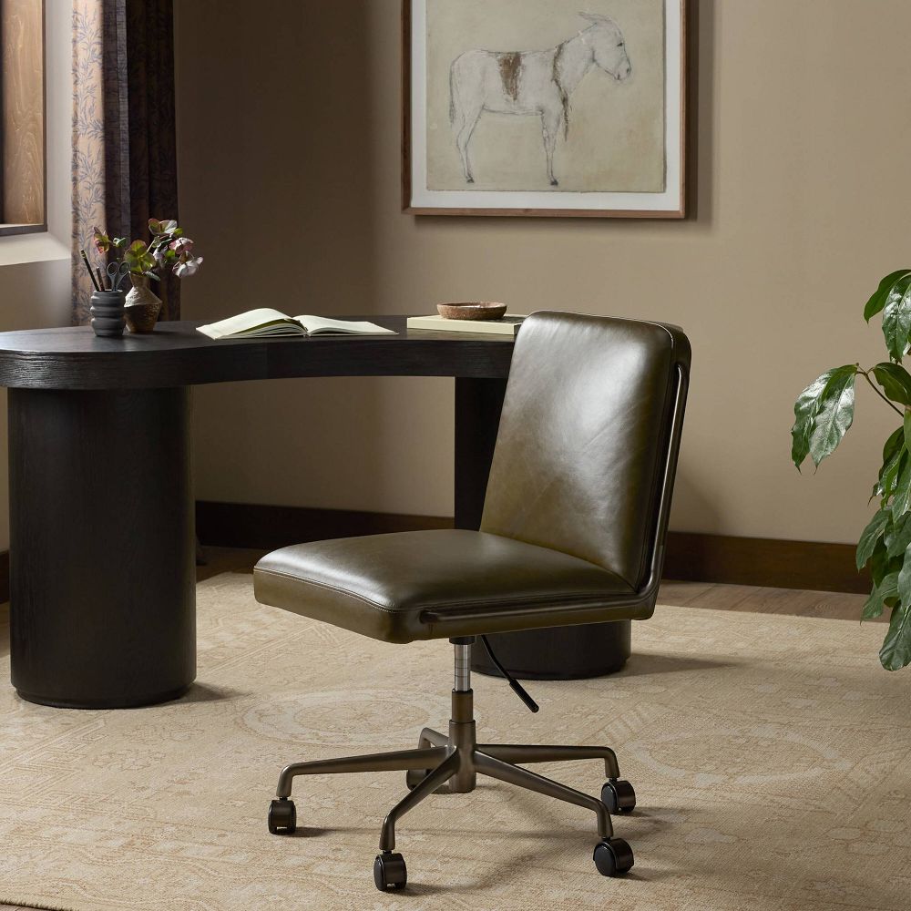 Eliska Armless Leather Desk Chair by West Elm