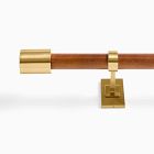 Open Box: Mid-Century Adjustable Curtain Rod, Single Rod (28"-48") - Cool Walnut/Antique Brass