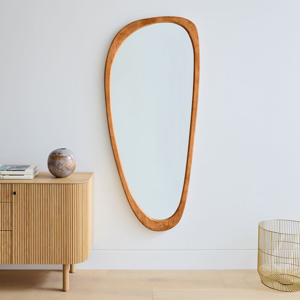 Mid-Century Asymmetrical Wood Floor Mirror | West Elm