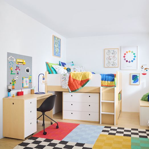 loft bed with dresser Max & Lily Twin Low Pull-Out Desk and Dressers Dresser has drawers and loft has 2 fixed shelves Blaire Full Loft Bed
