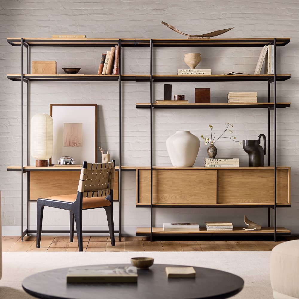 Pierce Wall Desk w/ Wide Shelf Unit (110") by West Elm