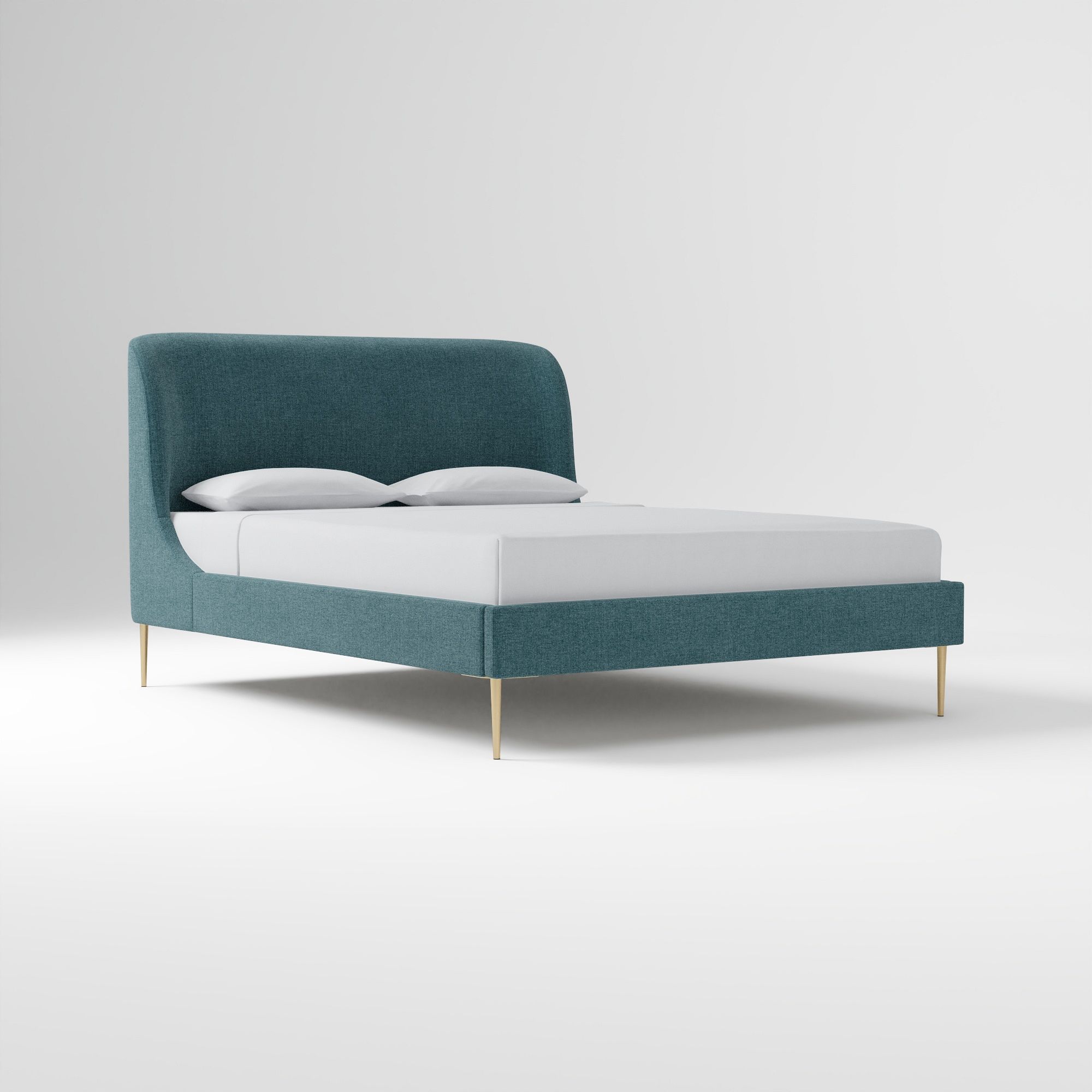 Teal velvet wingback upholstered bed