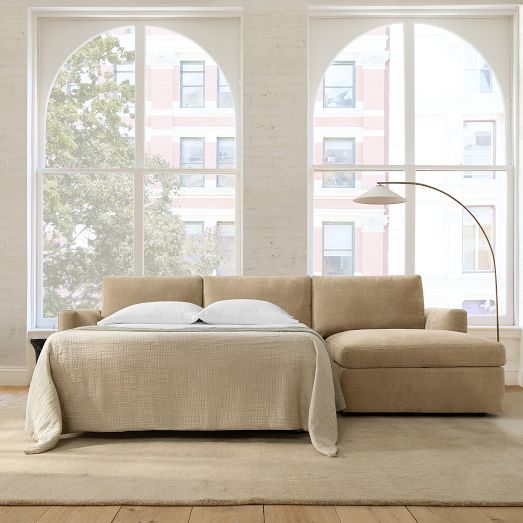 Haven High Profile 2-Piece Sleeper Sectional with Storage Chaise (120") by West Elm