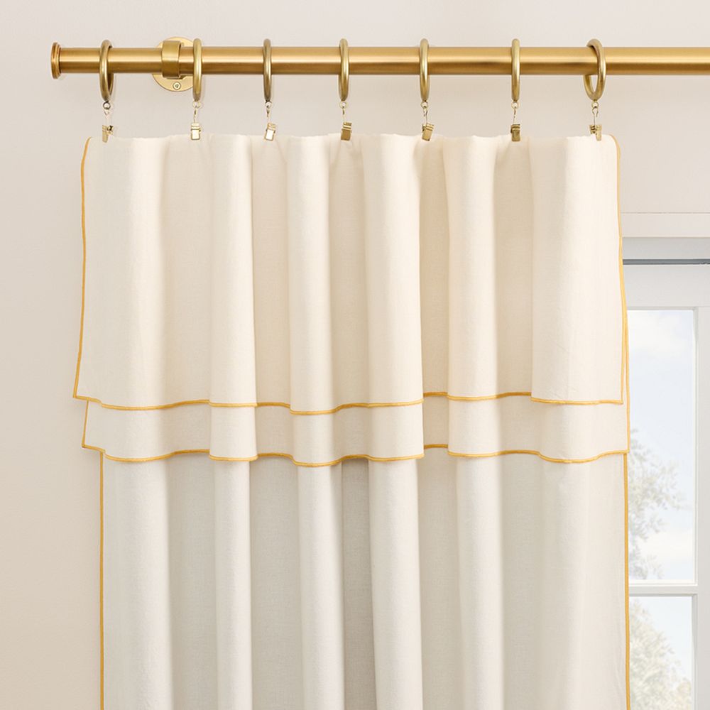 Cotton-Linen Double Valance Blackout Curtain by West Elm