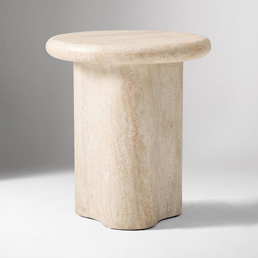 Menorca Faux Travertine Outdoor Side Table | West Elm