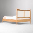 Pierce &amp; Ward Upholstered Curved Burl Wood Bed