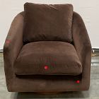 Open Box: Imogene Swivel Chair - Deluxe Velvet Java, Dark Walnut