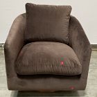 Open Box: Imogene Swivel Chair - Deluxe Velvet Java, Dark Walnut