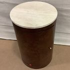 Open Box: Beaux Travertine &amp; Burl Wood Nightstand (14") - Hickory Burl