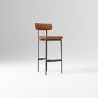 Open Box: Grier Leather Bar Stool (30") - Ludlow Leather Sesame, Textured Antique Bronze