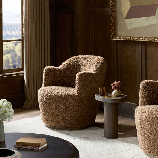 Citrino Shearling Swivel Chair by West Elm