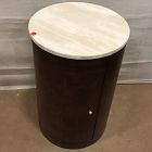Open Box: Beaux Travertine &amp; Burl Wood Nightstand (14") - Hickory Burl