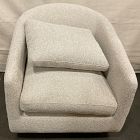 Open Box: Imogene Swivel Chair - Performance Cozy Boucle Stone, Dark Walnut