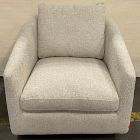 Open Box: Imogene Swivel Chair - Performance Cozy Boucle Stone, Dark Walnut