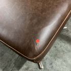 Open Box: Kristoff Leather Swivel Ottoman (24"W x 17.5"H) - Weston Molasses, Polished Stainless Steel