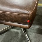Open Box: Kristoff Leather Swivel Ottoman (24"W x 17.5"H) - Weston Molasses, Polished Stainless Steel