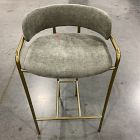 Open Box: Lenox Counter Stool (26") - Performance Distressed Velvet Mineral Gray, Blackened Brass