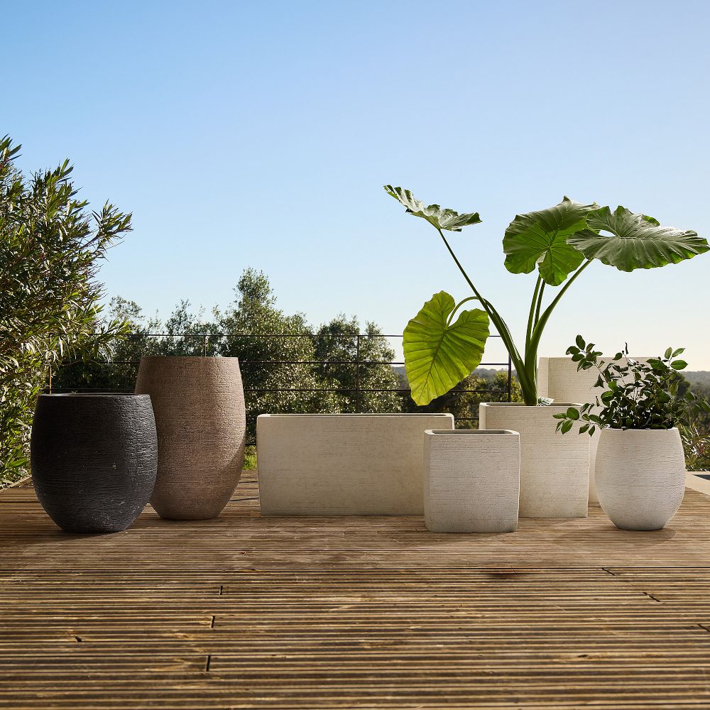Curved Ficonstone Indoor/Outdoor Planter Collection by West Elm