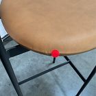 Open Box: Grier Leather Bar Stool (30"H) - Ludlow Leather Sesame, Textured Antique Bronze