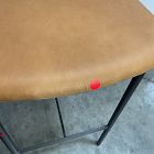 Open Box: Grier Leather Bar Stool (30"H) - Ludlow Leather Sesame, Textured Antique Bronze
